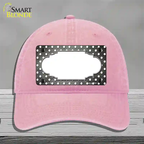 Gray White Small Dots Scallop Oil Rubbed Novelty License Plate Hat Unconstructed Cotton / Pink