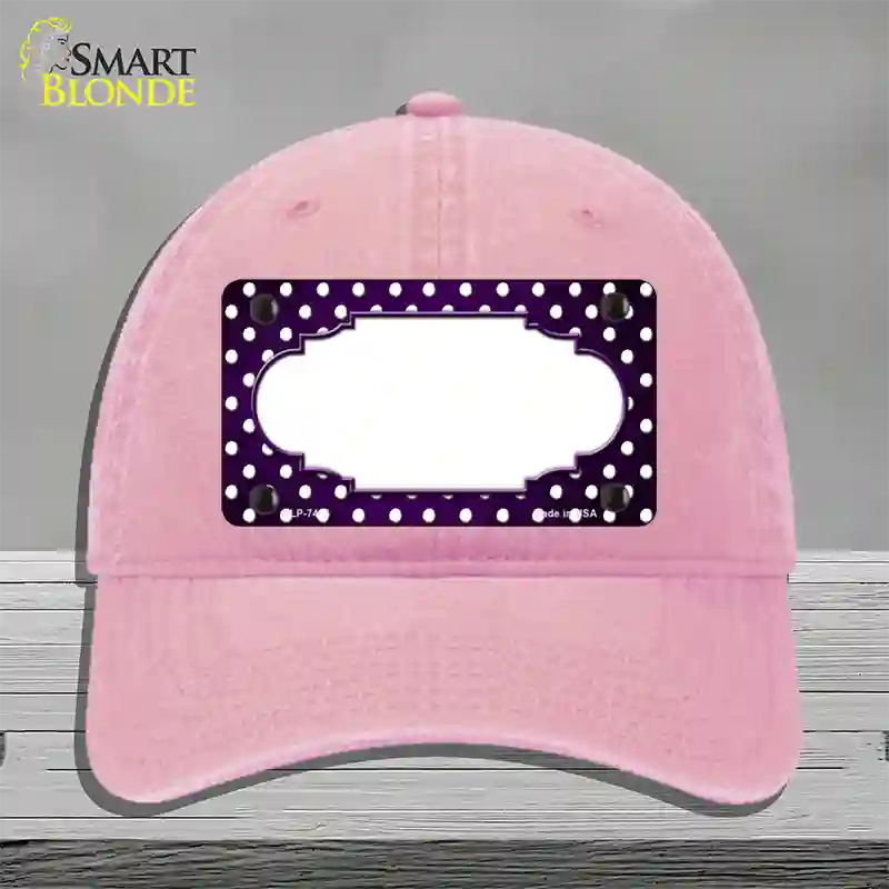 Purple White Small Dots Scallop Oil Rubbed Novelty License Plate Hat Unconstructed Cotton / Pink