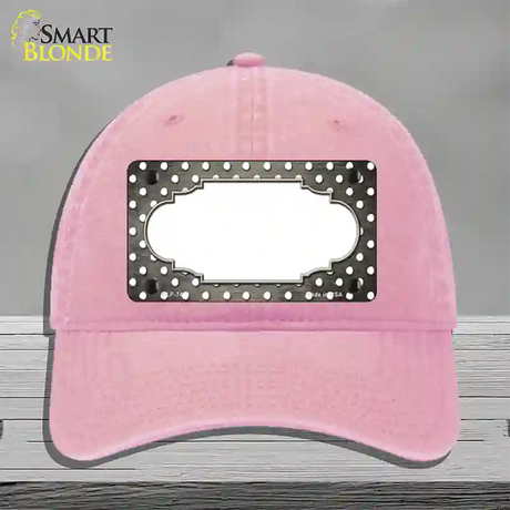 Tan White Small Dots Scallop Oil Rubbed Novelty License Plate Hat Unconstructed Cotton / Pink