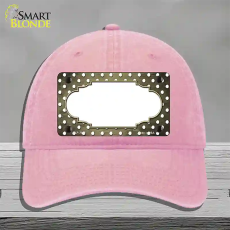 Gold White Small Dots Scallop Oil Rubbed Novelty License Plate Hat Unconstructed Cotton / Pink