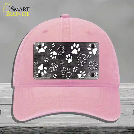 Black White Paw Oil Rubbed Novelty License Plate Hat Unconstructed Cotton / Pink