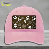 Brown White Paw Oil Rubbed Novelty License Plate Hat Unconstructed Cotton / Pink