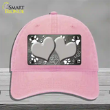 Paw Heart Gray White Novelty License Plate Hat Unconstructed Cotton / Pink