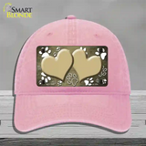 Paw Heart Gold White Novelty License Plate Hat Unconstructed Cotton / Pink