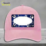 Paw Scallop Blue White Novelty License Plate Hat Unconstructed Cotton / Pink