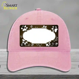 Paw Scallop Brown White Novelty License Plate Hat Unconstructed Cotton / Pink