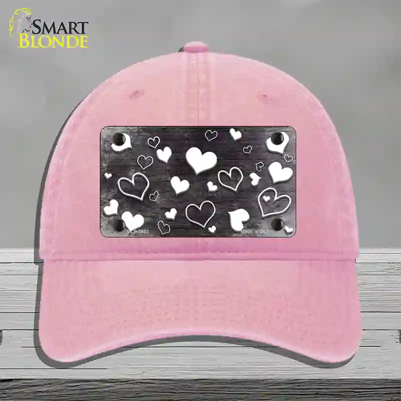 Black White Love Oil Rubbed Novelty License Plate Hat Unconstructed Cotton / Pink