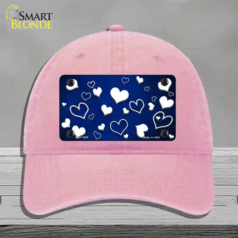 Blue White Love Oil Rubbed Novelty License Plate Hat Unconstructed Cotton / Pink