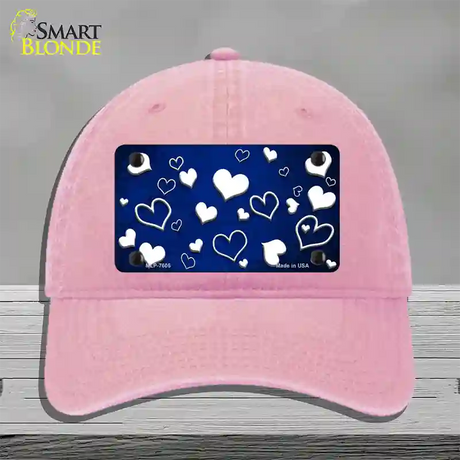 Blue White Love Oil Rubbed Novelty License Plate Hat Unconstructed Cotton / Pink