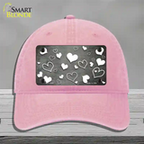 Gray White Love Oil Rubbed Novelty License Plate Hat Unconstructed Cotton / Pink