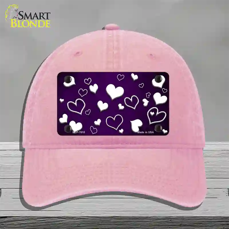 Purple White Love Oil Rubbed Novelty License Plate Hat Unconstructed Cotton / Pink