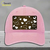 Brown White Love Oil Rubbed Novelty License Plate Hat Unconstructed Cotton / Pink