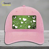 Lime Green White Love Oil Rubbed Novelty License Plate Hat Unconstructed Cotton / Pink