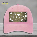 Gold White Love Oil Rubbed Novelty License Plate Hat Unconstructed Cotton / Pink