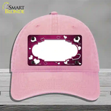 Pink White Love Scallop Oil Rubbed Novelty License Plate Hat Unconstructed Cotton / Pink