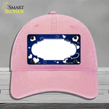 Blue White Love Scallop Oil Rubbed Novelty License Plate Hat Unconstructed Cotton / Pink