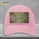 Gold White Butterfly Oil Rubbed Novelty License Plate Hat Unconstructed Cotton / Pink