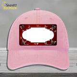 Red White Scallop Butterfly Oil Rubbed Novelty License Plate Hat Unconstructed Cotton / Pink