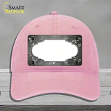 Gray White Scallop Butterfly Oil Rubbed Novelty License Plate Hat Unconstructed Cotton / Pink