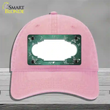 Mint White Scallop Butterfly Oil Rubbed Novelty License Plate Hat Unconstructed Cotton / Pink