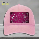 Pink White Dragonfly Oil Rubbed Novelty License Plate Hat Unconstructed Cotton / Pink