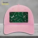 Green White Dragonfly Oil Rubbed Novelty License Plate Hat Unconstructed Cotton / Pink