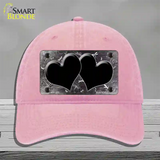 Black White Dragonfly Hearts Oil Rubbed Novelty License Plate Hat Unconstructed Cotton / Pink