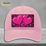 Pink White Dragonfly Hearts Oil Rubbed Novelty License Plate Hat Unconstructed Cotton / Pink