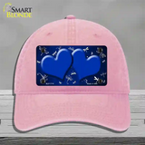 Blue White Dragonfly Hearts Oil Rubbed Novelty License Plate Hat Unconstructed Cotton / Pink