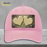 Gold White Dragonfly Hearts Oil Rubbed Novelty License Plate Hat Unconstructed Cotton / Pink