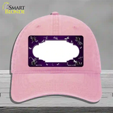 Purple White Dragonfly Scallop Oil Rubbed Novelty License Plate Hat Unconstructed Cotton / Pink