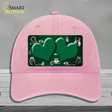 Green White Owl Hearts Oil Rubbed Novelty License Plate Hat Unconstructed Cotton / Pink