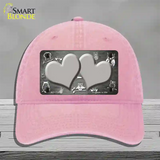 Gray White Owl Hearts Oil Rubbed Novelty License Plate Hat Unconstructed Cotton / Pink