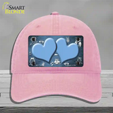 Light Blue White Owl Hearts Oil Rubbed Novelty License Plate Hat Unconstructed Cotton / Pink