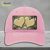 Gold White Owl Hearts Oil Rubbed Novelty License Plate Hat Unconstructed Cotton / Pink