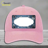 Light Blue White Owl Scallop Oil Rubbed Novelty License Plate Hat Unconstructed Cotton / Pink