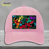 Green Splatter Oil Rubbed Novelty License Plate Hat Unconstructed Cotton / Pink