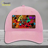 Orange Splatter Oil Rubbed Novelty License Plate Hat Unconstructed Cotton / Pink