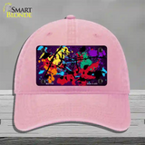 Purple Splatter Oil Rubbed Novelty License Plate Hat Unconstructed Cotton / Pink