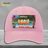 Kona Hawaii State Novelty License Plate Hat Unconstructed Cotton / Pink