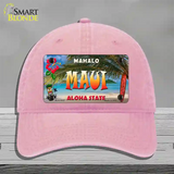 Maui Hawaii State Novelty License Plate Hat Unconstructed Cotton / Pink