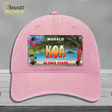 Koa Hawaii State Novelty License Plate Hat Unconstructed Cotton / Pink