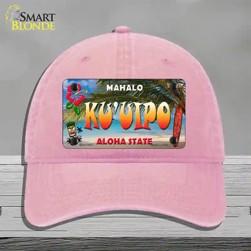 Ku uipo Hawaii State Novelty License Plate Hat Unconstructed Cotton / Pink