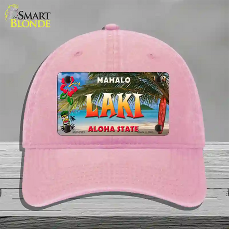 Laki Hawaii State Novelty License Plate Hat Unconstructed Cotton / Pink