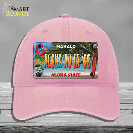 Aloha Au La oe Hawaii State Novelty License Plate Hat Unconstructed Cotton / Pink