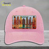 Honolulu Surfboards Hawaii State Novelty License Plate Hat Unconstructed Cotton / Pink