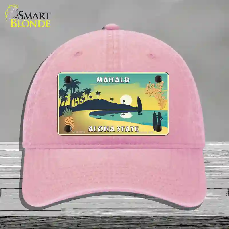 Mahalo Pineapple Hawaii Blank State Novelty License Plate Hat Unconstructed Cotton / Pink