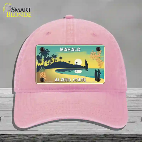 Mahalo Pineapple Hawaii Blank State Novelty License Plate Hat Unconstructed Cotton / Pink