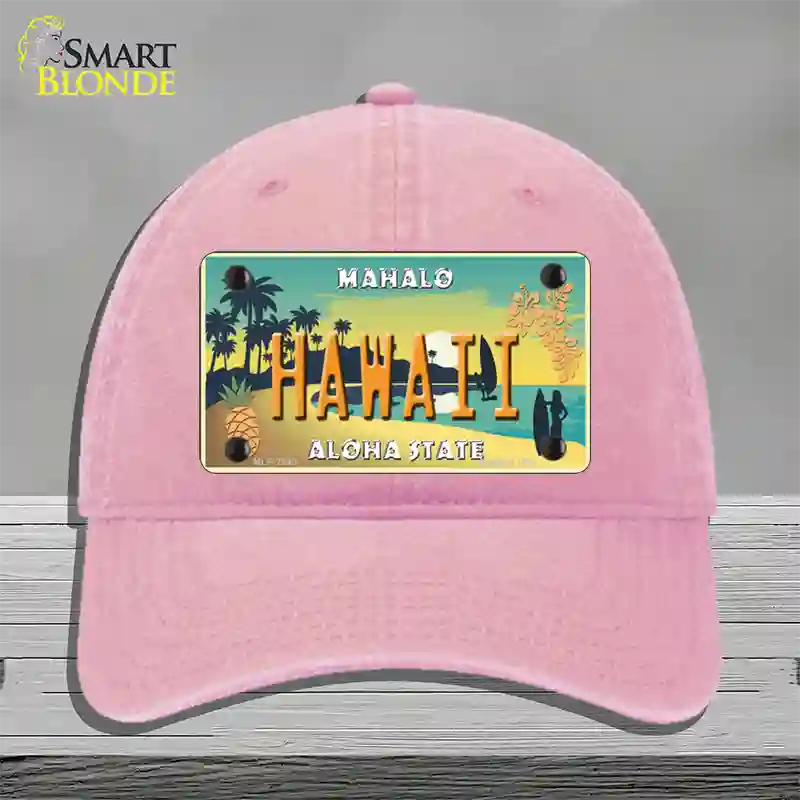 Hawaii Pineapple Novelty License Plate Hat Unconstructed Cotton / Pink