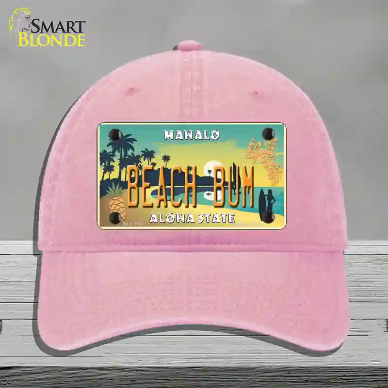 Beach Bum Hawaii Pineapple Novelty License Plate Hat Unconstructed Cotton / Pink